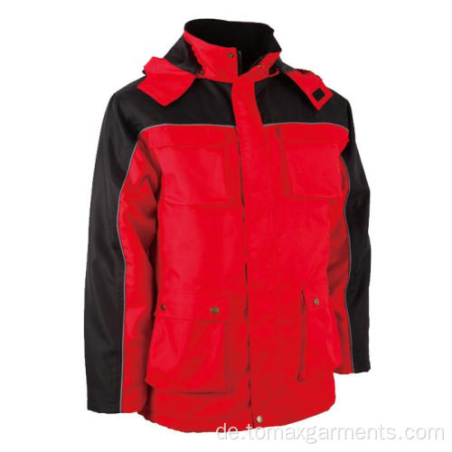 Rot mit schwarzer Winterjacke